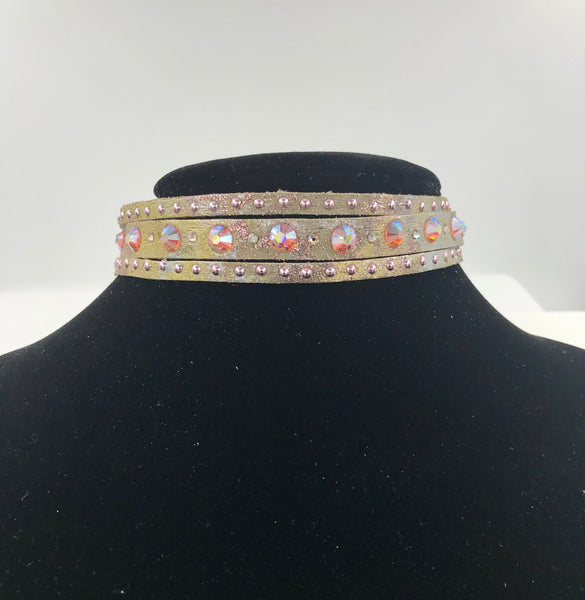 Big Stone Triple Treat - Bracelet/Choker/Boot Cuff - "Blushing Beauty"